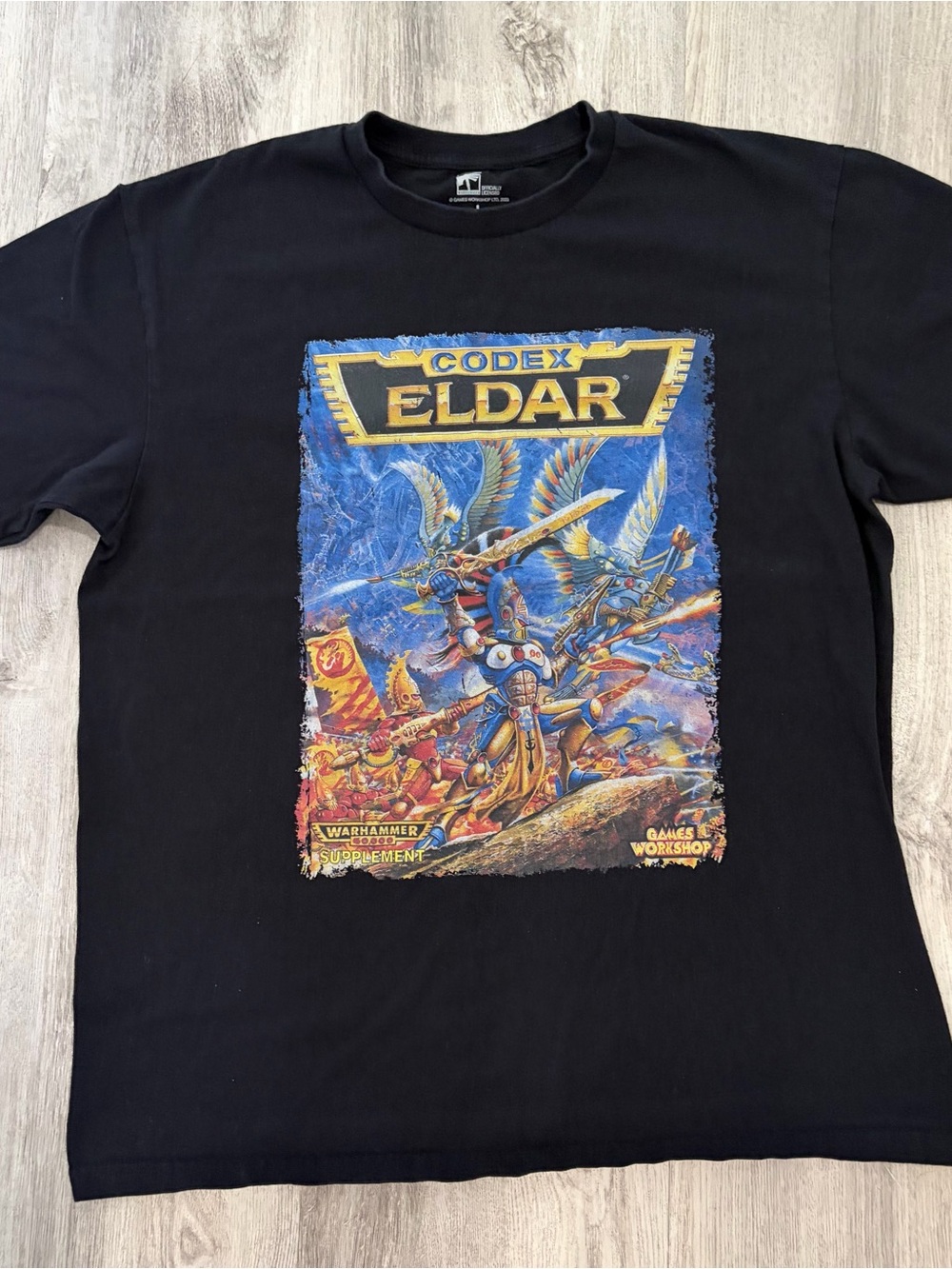 Warhammer Codex Eldar T-shirt Mens Womens L black Graphic Tee Gamer Con